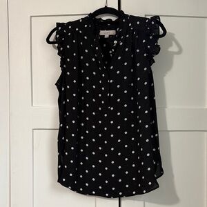 LOFT Black and White Polka Dot Blouse